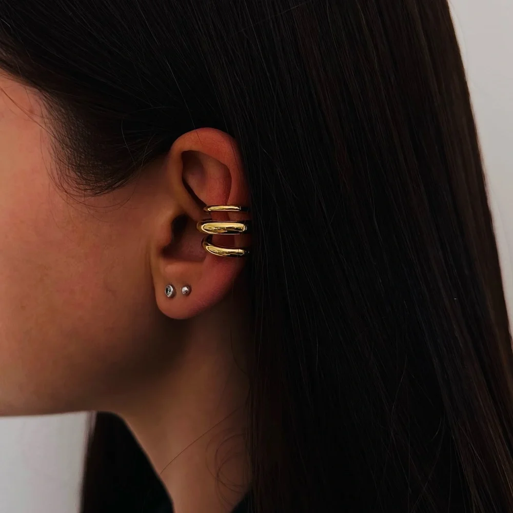 New Ear Cuff Earrings Non Piercing Trendy  Gold Ear Clip statement - Picture 3 of 7